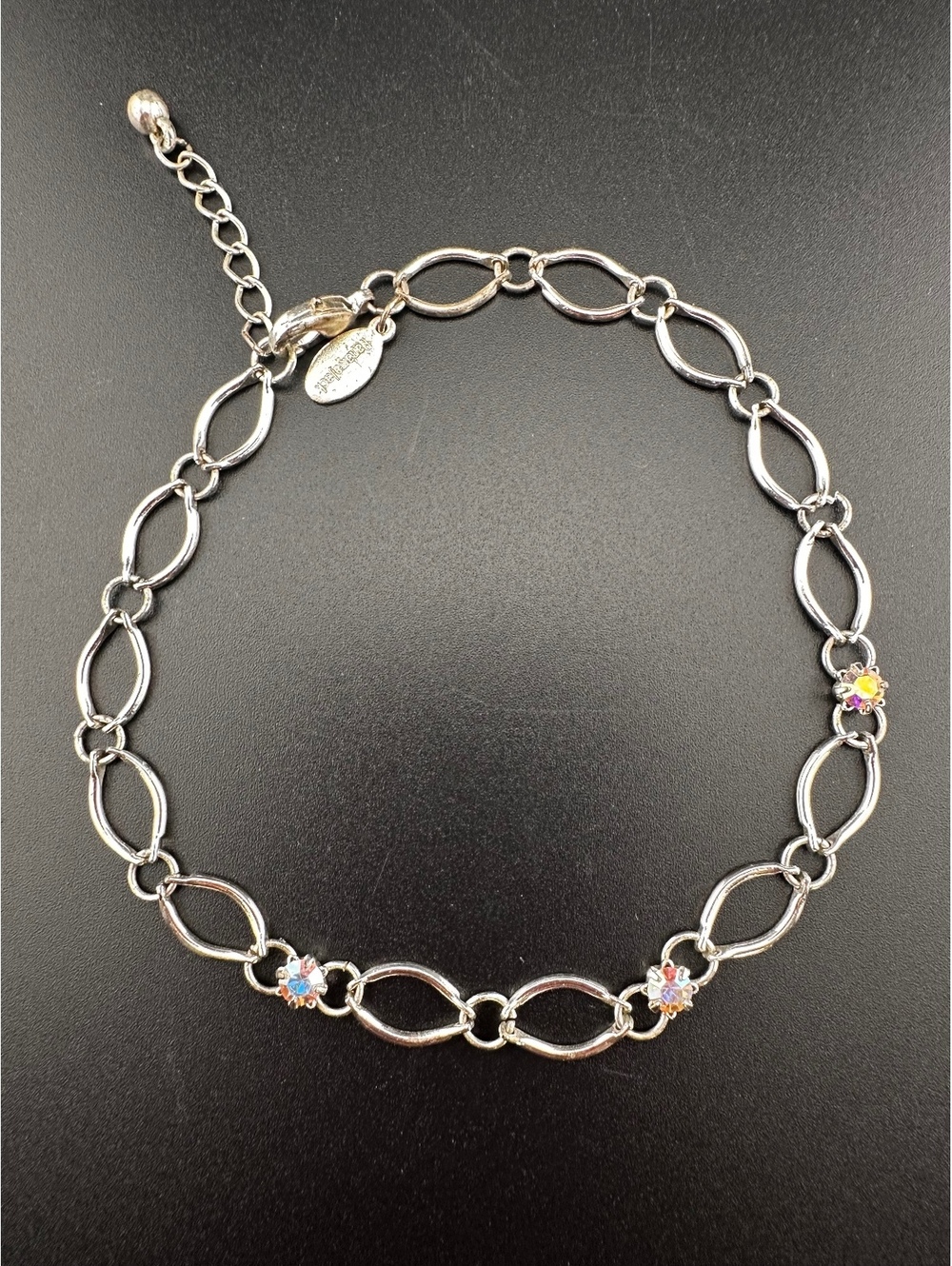 Panama Jack Silver Tone Chain Bracelet with Crystal Accents
